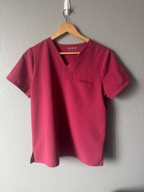 Mandala Deep Rose Scrub Set - One-Pocket Top & Straight Leg Pants - Medium